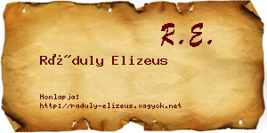 Ráduly Elizeus névjegykártya